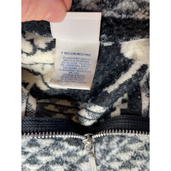 90s essentials style fleece Black and White deer tree Medium - Picture 3 of 14